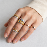 Vintage, Einzigartiger, Farbiger Edelstein, Breitbandiger, Geometrisch Gesteuerter Ring für Frauen Perfekt für Alltag, Partys, Geschenke