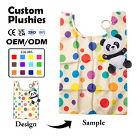 Sac fourre-tout pliable en peluche écologique réutilisable avec logo personnalisé, design animal OEM, fabricant de porte-clés en peluche, cadeau promotionnel