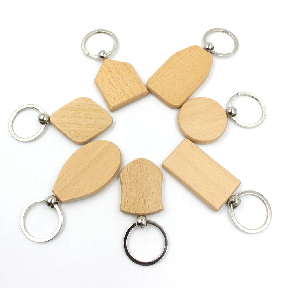 Hot Sale Trending 2022 Wholesale Wooden Custom Wood Blank Sublimation Designer Key Ring Engraveable Wooden Car Keychain