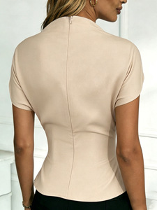 Blusa de Mujer con Cuello Medio Alto y Cintura Ajustada, Elegante, para el Trabajo, Ajustada, para la Oficina, Uso Diario - Product Image 2