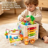 Cube d'activités sensorielles en bois Montessori avec logo personnalisé, 9-en-1, jouet éducatif pour la petite enfance, xylophone, labyrinthe de perles, pour garderie, école, EN71