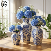 Vase à fleurs en porcelaine bleue Qinghua de style classique traditionnel ARM LVG, grand vase en céramique pour décoration intérieure, hôtel, maison, centre commercial