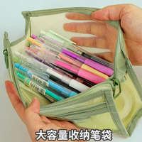 Morandi grande capacité Nylon Transparent écologique papeterie sac à fermeture éclair Double couche maille crayon stockage étudiant cadeau sac