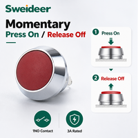 Interrupteur à bouton-poussoir momentané Sweideer 12 mm en métal 1NO avec bornes à vis IP65 étanche