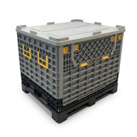 Conteneur pliable de 1000 L, bac à palettes en plastique pliable avec porte semi-ouvrante pour entrepôt, pièces automobiles