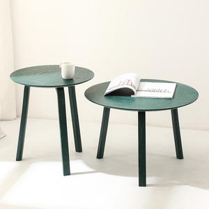 Gray <b>Round</b> Coffee <b>Table</b> Wood Top <b>Small</b> Size Living Room Side <b>Table</b> Home Use - Product Image 2