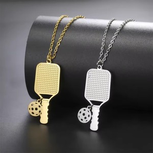 Venta al por mayor <span class=keywords><strong>de</strong></span> acero inoxidable Pickleball colgante collar clásico enlace cadena deporte encantos <span class=keywords><strong>para</strong></span> hombres y mujeres joyería deportiva - Product Image 5