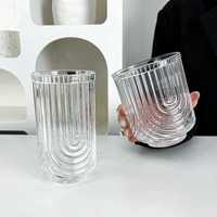 2025 vente en gros nouveau verre à café Latte glacé américain Transparent en forme de U Vertical jus de fruits boire whisky tasses en verre