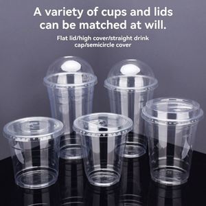 Logo personnalisé Dia. Gobelet en plastique transparent PET jetable pour thé au lait, café glacé, 98 mm, 12, 14, 16, 18, 20, 24 oz, avec couvercle - Product Image 3