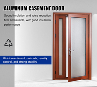 Porte à battant en alliage d'aluminium sur mesure, cadre à rupture de pont thermique, verre trempé, verrouillage multipoints pour entrée extérieure de villa