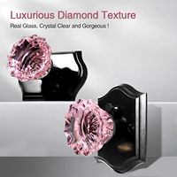Poignées de porte en verre cristal Cylock, noir mat, forme rose, avec serrure à clé et fonction de confidentialité, style vintage antique pour chambre et salle de bain