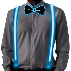 Pajarita luminosa con tirantes LED brillante para hombre con ropa intermitente elástica ajustable para suministros de fiesta de club nocturno de Halloween - Product Image 1