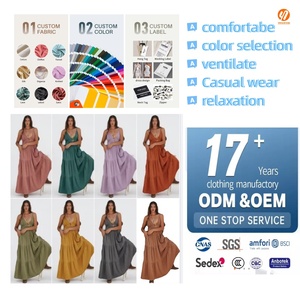 Vestidos Maxi 6041, Directo <span class=keywords><strong>de</strong></span> Fábrica, Estilo Midi para Vacaciones en la Playa, Bohemio, al por Mayor, Personalizado, con Cuello en V y sin Mangas - Product Image 2