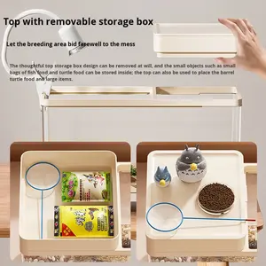 Plastic schildpadenvijver voor thuisgebruik, klein, ecologisch, met ligplatform, bodemafvoer, luxe schildpadverzorging - Product Image 3