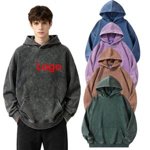 Sudaderas con Capucha Personalizadas con Lavado Ácido para Hombre, Sudadera Extra Grande Vintage con Logotipo OEM, Sudadera con Capucha de Algodón Estilo Urbano - Product Image 1