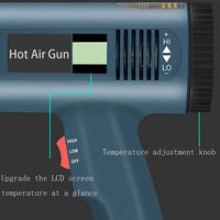 Pistola de Aire Caliente Eléctrica Industrial para Bricolaje, 2000W, Pantalla LCD, Enchufe Europeo, Temperatura Ajustable 300-600°C, Multifuncional, para Termoencogimiento