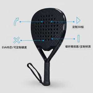 Raquette de padel personnalisée OEM ODM en carbone brut, surface rugueuse, noyau en EVA souple, forme hybride, pour hommes et femmes, contrôle et rotation maximum. - Product Image 2