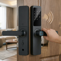 Serrure de porte intelligente multilingue avec contrôle WiFi par application, semi-automatique, empreinte digitale, mot de passe électronique et carte-clé