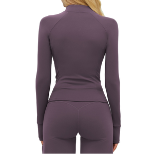 Cross-border vochtregulerende yogajack met lange mouwen, ritszakken, nauwsluitend, voor buitensporten, hardlopen, fitness, dameskleding - Product Image 2