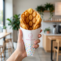 Emballage personnalisé en papier kraft pour crêpes, cornets jetables, boîte à popcorn, churros, support en papier pour gaufres bulles
