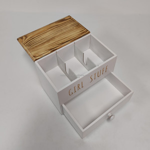 Organisateur de cotons-tiges et support à tampons en bois, distributeur de serviettes hygiéniques pour salle de bain - Product Image 2