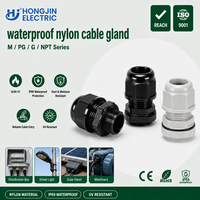 Presse-étoupe en nylon type M Hongjin M12-M32BL, protection IP69 basse tension, résistant à l'huile et anti-vieillissement, certifié CE, 5-10 mm