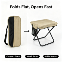 Tabouret pliant portable d'extérieur robuste et compact, chaise de camping en tissu Oxford avec sac de transport à fermeture éclair pour pelouse, randonnée, plage