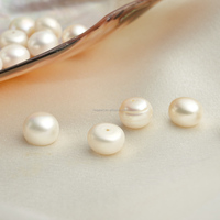 Perles d'eau douce blanches en vrac avec bouton, vente en gros, 50 pièces, bijoux de culture, Cabochons à dos plat, perles d'eau douce, LPB58, 9 à 10mm