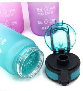 32oz Motivational Gradient BPA FREE GYM Fitness Sports Leakproof Wide Mouth Tritan Plastic Water <b>Bottle</b> with Time Marker - Product Image 4