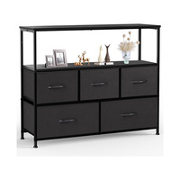 Commode de rangement multi-usages à 5 grands tiroirs, multi-niveaux, en tissu moderne, pour la literie