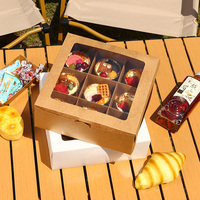 Récipients Alimentaires à 9 Compartiments Boîte à Gâteaux Personnalisée Boîte en Papier Kraft Boîtes à Cupcakes avec Fenêtre pour Gâteaux Biscuits
