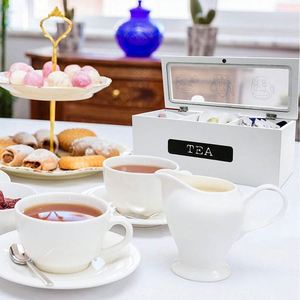 Caja de Té Rectangular de Madera Hecha a Mano con Cajón y Espacio de Almacenamiento para el Hogar y la Cocina - Product Image 4