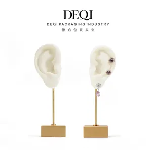 Custom color Fake ear jewelry props stand holder rack set Foshan DEQI packaging & display for rings earrings jewellery store