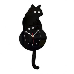 Silent <b>Cat</b> Tail <b>Wall</b> <b>Clock</b> - Cartoon Swing <b>Clock</b> Decor for Living Room & Bedroom - Product Image 6