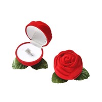 Boîtes cadeaux en papier blanc pour boucles d'oreilles et bagues en forme de rose, avec tiges et feuilles, personnalisables avec logo – En stock, vente en gros, tendance