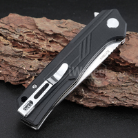 Couteau de poche pliant de survie G10 avec roulement à billes noir pour l'extérieur