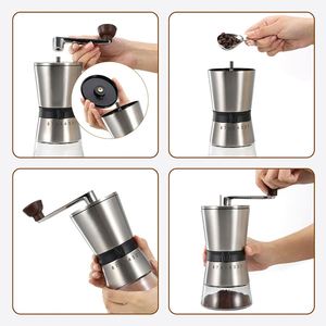 Juego de Cafetera Moka de 6 Piezas para Estufa, Molinillo de Cerámica, 300 ml, Ajustable, Ecológico, Construcción de Acero Inoxidable - Product Image 4
