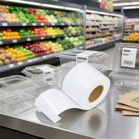 Étiquette thermique sans support personnalisée écologique de 80 mm, étiquette amovible continue, autocollant thermique sans support pour supermarché