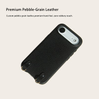 Étui de téléphone en cuir grainé personnalisé avec logo pour iPhone 17 Series, coque arrière OEM avec cordon détachable, vente en gros