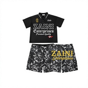Ensemble T-shirt et short décontracté d'été pour homme ZAINI ZI-109, 100 % polyester, 280 GSM, respirant, motif uni, logo personnalisé en relief - Product Image 1