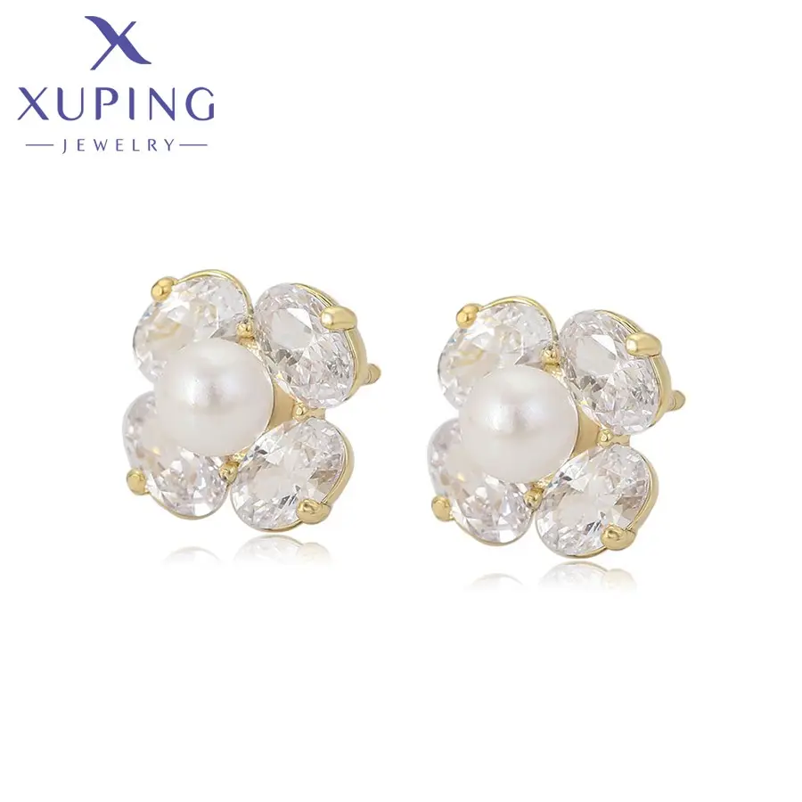 X000701715 Xuping תכשיטים עדין פרח סגנון 14k צהוב זהב חג מתנת עגילים לנשים