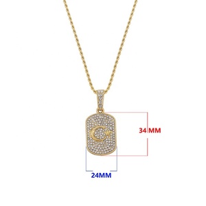 Commercio all'ingrosso della fabbrica 3MM catena di corda in acciaio inox Hip Hop lega e Bling strass Moonstars collana pendente - Product Image 2
