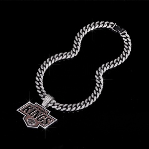 Kalung Liontin Juara NHL Los Angeles Kings, Rantai Cuban Link Berlapis Perak, Gaya Hip-hop, Dijual Pabrik - Product Image 3
