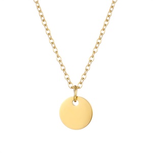 Minimalist Jewelry Gold Plated Necklace Charm Custom DIY Blank Round Pendant Necklaces for Women - Product Image 4