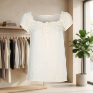 T-shirt surdimensionné pour femme avec détails en dentelle - Product Image 3