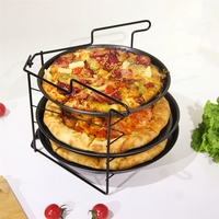 Support à pizza en métal pliable, étagère de rangement multi-niveaux pour cuisine, pour plaque à pizza, cuisson, refroidissement et présentation en restauration
