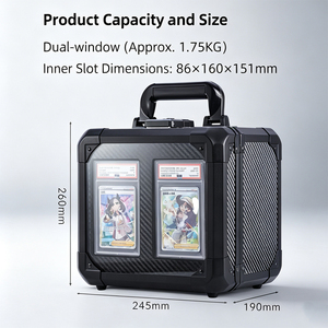 Custodia per carte sportive a 2, 3 o 4 file, in alluminio, con finestra di visualizzazione e lucchetto TSA, per carte collezionabili e carte graduate, scatola portaoggetti - Product Image 2