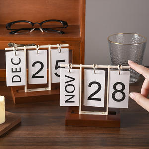 زخرفة منزلية جديدة مكتب زخرفة شهر الوجه تاريخ عرض جدول أعمال سطح المكتب مخطط جدول أعمال خشبي حديث تقويم مستمر - Product Image 2