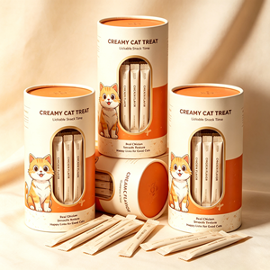 Custom printed round paper tube PVC window eco‑friendly pet cat <b>treat</b> paper can recyclable cylinder <b>box</b> for cat snack packaging - Product Image 4