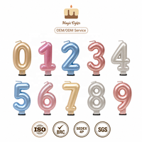 Bougies d'anniversaire en cire de paraffine faites à la main avec logo personnalisé, en forme de ballon, chiffres 0-9, pour gâteaux de fête, avec certification BRC